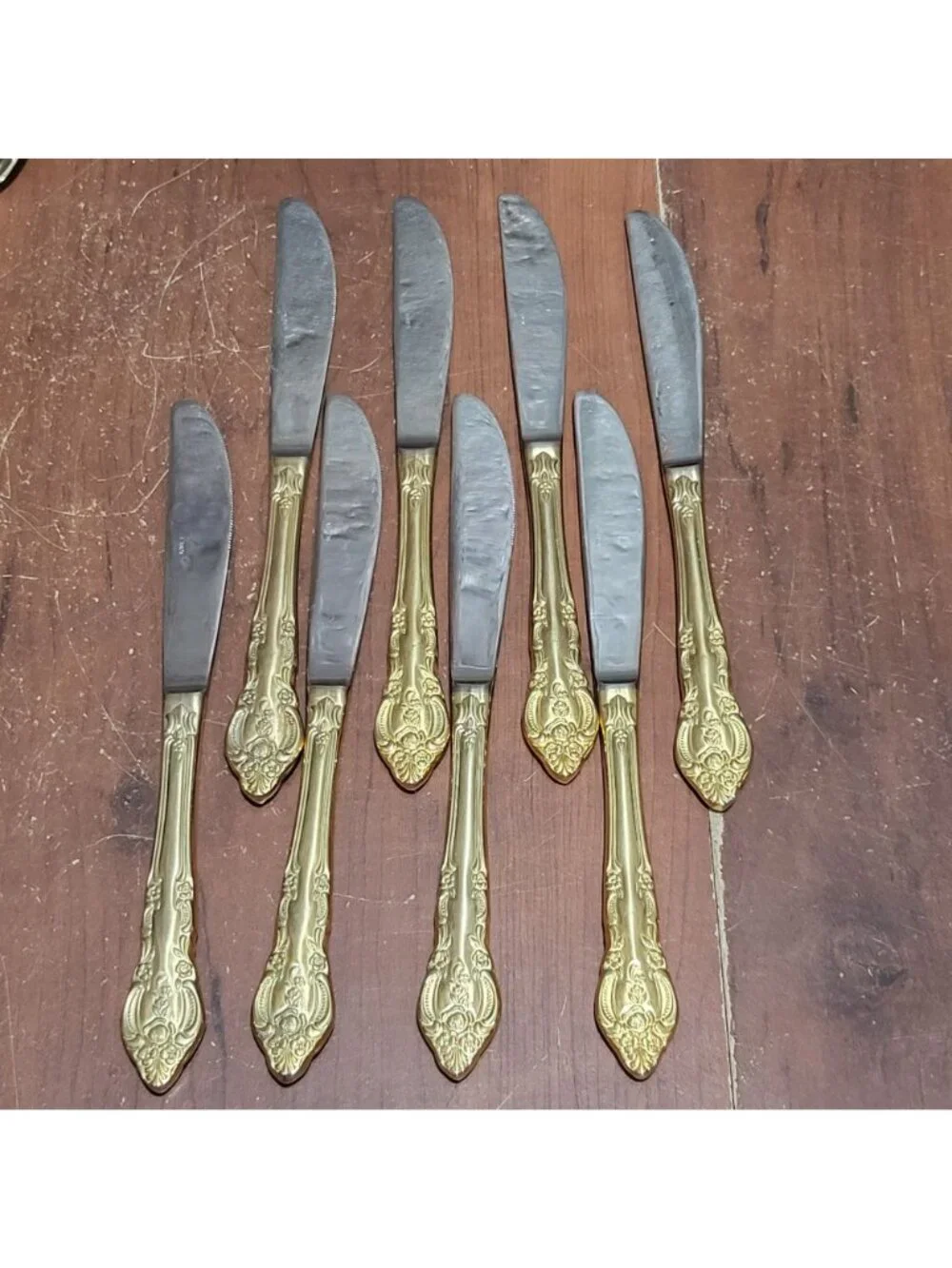 40 Piece Gold Electroplated Flatware Pierced Design Marked Stainless Steel Korea